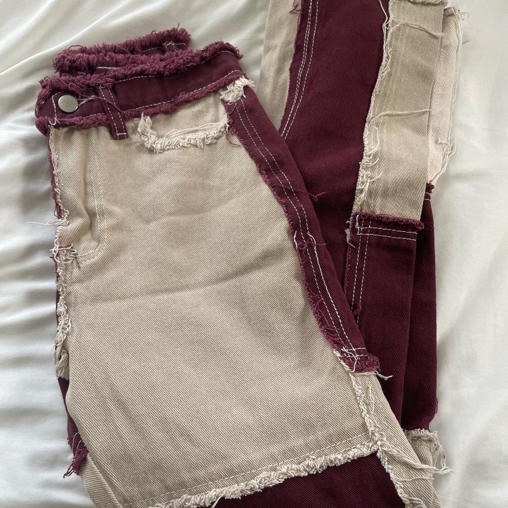 YesStyle Color Block Distressed Jeans